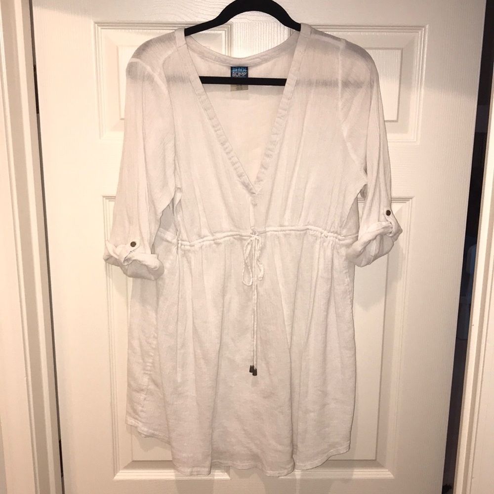 White maternity beach cover up- XL